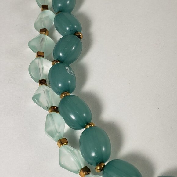 Gold Tone Multi-Layer Beaded Necklace with Polished Finish and Multi-Color Beads - Picture 4 of 4